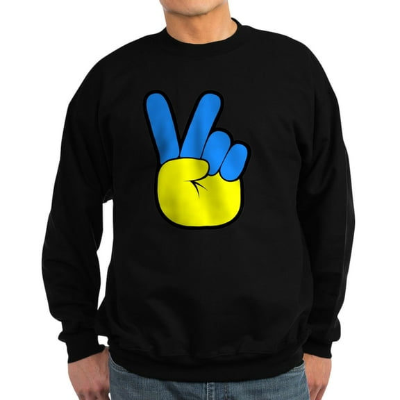 CafePress - Ukrainian Flag Peace Sign Ukraine Nativ Sweatshirt - Classic Crew Neck Sweatshirt