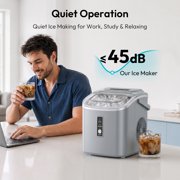 EUHOMY Countertop Ice Maker 26 lbs/Day Portable Self-Cleaning, 9 Bullet Ice in 6 Min, Silver