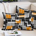 thumbnail image 2 of Burnt Orange Black Geometric Throw Pillow Covers, Modern Color Block Abstract Soft Breathable Pillow Cases with Invisible Zipper, Queen Size Pillowcases for Couch Bed Sofa Chair 20x30 Inches, 2 of 9