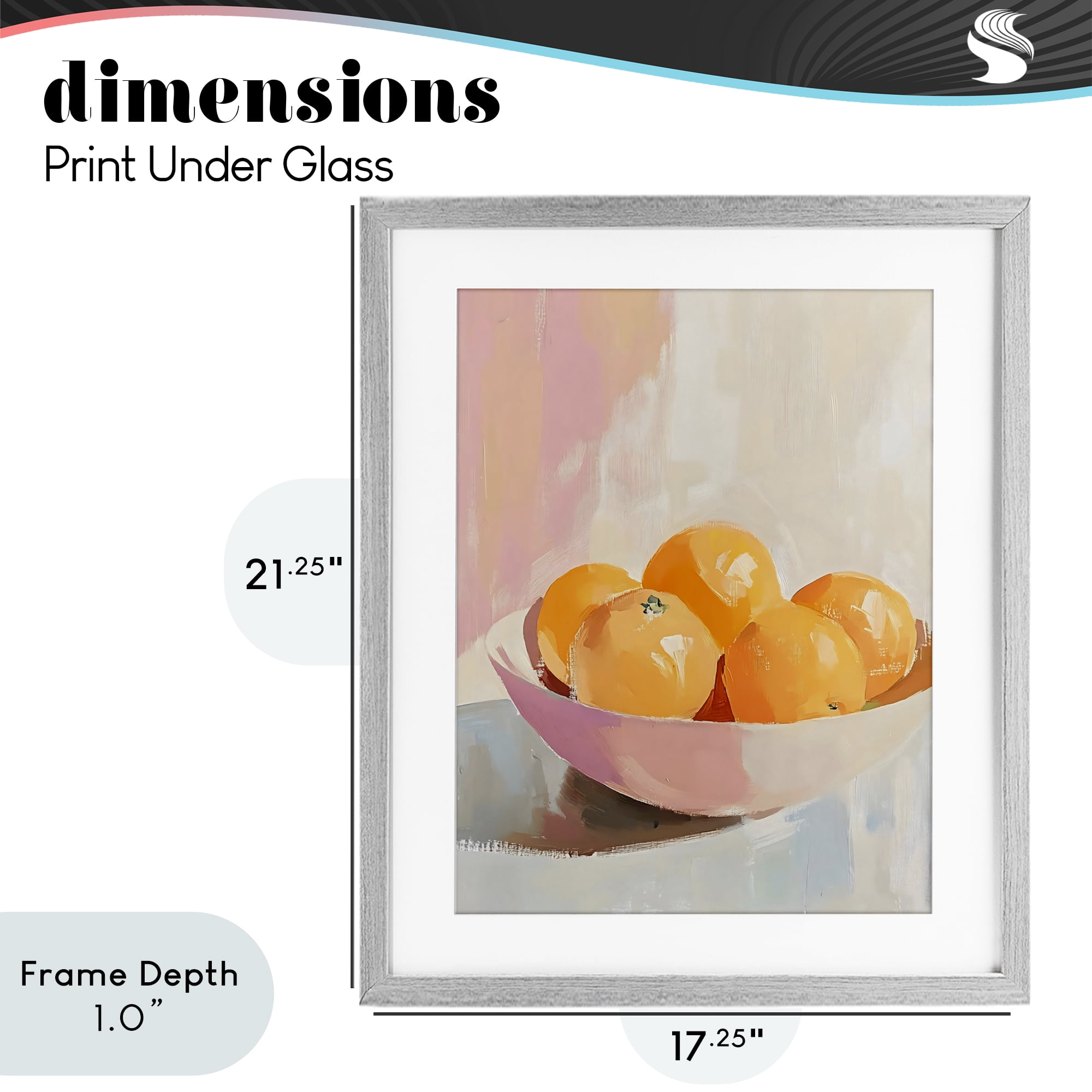 Stupell Industries Pastel Bowl of Oranges Gray Framed Print Under Glass, design by The Prints Vibe