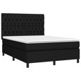 Box spring bed with mattress black 140x190 cm fabric