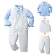 thumbnail image 3 of FYMNSI Baby Boy Clothes Gentleman Outfits Long Sleeve Wedding Party Tuxedo Suit Toddler Dress Shirt+Bowtie+Vest+Pants Set 3-4T, 3 of 7