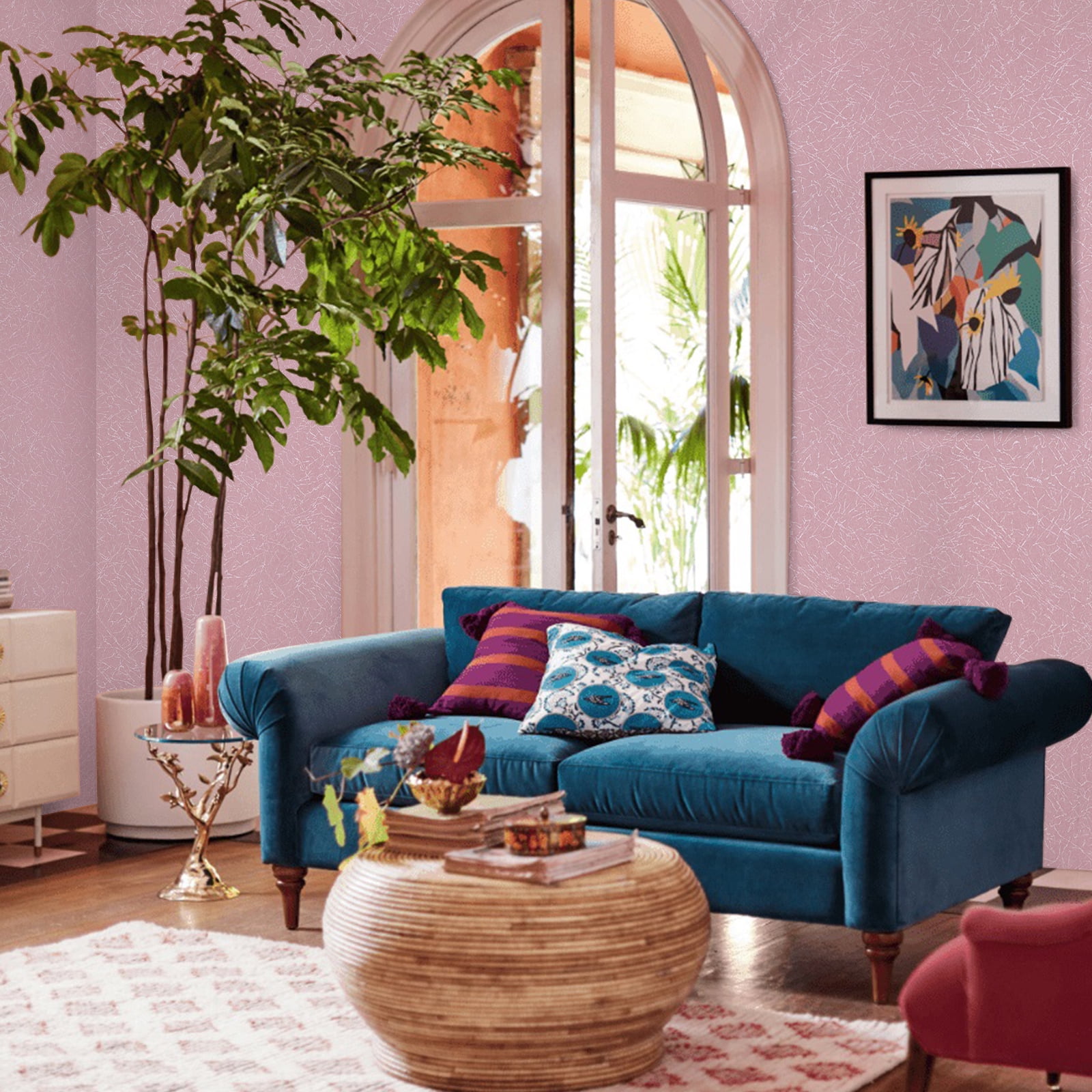 Abyssaly 23.6" x 118"Peel and Stick Wallpaper Pink Embossed Texture Self Adhesive Vinyl Film Furniture Countertop Shelf Contact Paper Silk