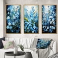 thumbnail image 1 of Designart "pasture Of Forgetmenots Flowers III" Floral & Botanical Framed Wall Art Set Of 3 - Blue Meadow Frame Gallery Wall Set For Home Decor, 1 of 6