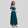 thumbnail image 3 of Women's 24Seven Comfort Apparel Cold Shoulder Ruffle Sleeve A-Line Maxi Dress Color: Rose Size: X LARGE, 3 of 4