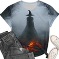 thumbnail image 3 of Junur Women's Midsummer Witches Gather T-Shirt Halloween Witch Party Shirts Short Sleeve Crew Neck Flowers Moon Graphic Tees S-5XL, 3 of 6