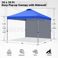 thumbnail image 2 of MASTERCANOPY 10 x 10ft Pop-up Canopy Tent with 1 Sidewall, Blue, 2 of 7