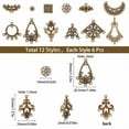 thumbnail image 5 of 1Box 72Pcs 12 Styles Filigree Connector Charms Flower Alloy Hollow Links Teardrop Square Oval Moon Shape Filigree Metal Embellishments for Crafts Supplies Antique, 5 of 9