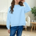thumbnail image 5 of Tdoqot Girls Oversized Sweatshirt- Pullover Casual Long Sleeve Crewneck Kids Fall Tops Blue Size 6-14, 5 of 7