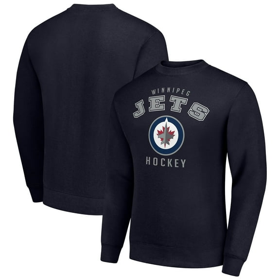 Men's Starter Navy Winnipeg Jets Team Logo Fleece Pullover Sweatshirt