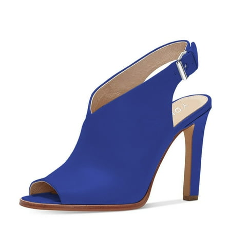YDN Women s Peep Toe High Heel Sandals Backstrap Slingback Stiletto Pumps Shoes with Buckle Size 6.5 Blue