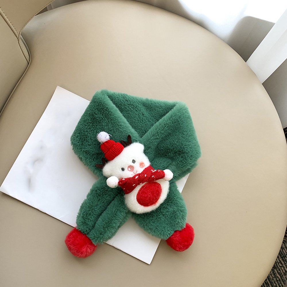 Écharpe De Noël Pour Enfant En Peluche - Rouge Ou Blanc, Motif Bonhomme De Neige Ou Renne, 75x10 Cm - Super Douce Et Chaude