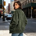 thumbnail image 7 of uublik Faux Suede Jackets for Women Army Green Long Sleeve Casual Zip Up Coat Trendy Fall Clothes, 7 of 7