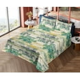 thumbnail image 4 of Ambesonne Ethnic Fitted & Flat Sheet with Shams 4 Pcs Set, Folk Floral Ornament Print, Full, Jade Green Plum Mustard, 4 of 5
