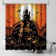 thumbnail image 3 of Cortina de ducha de Halloween para baño, color naranja, esqueleto de Halloween., 3 of 5