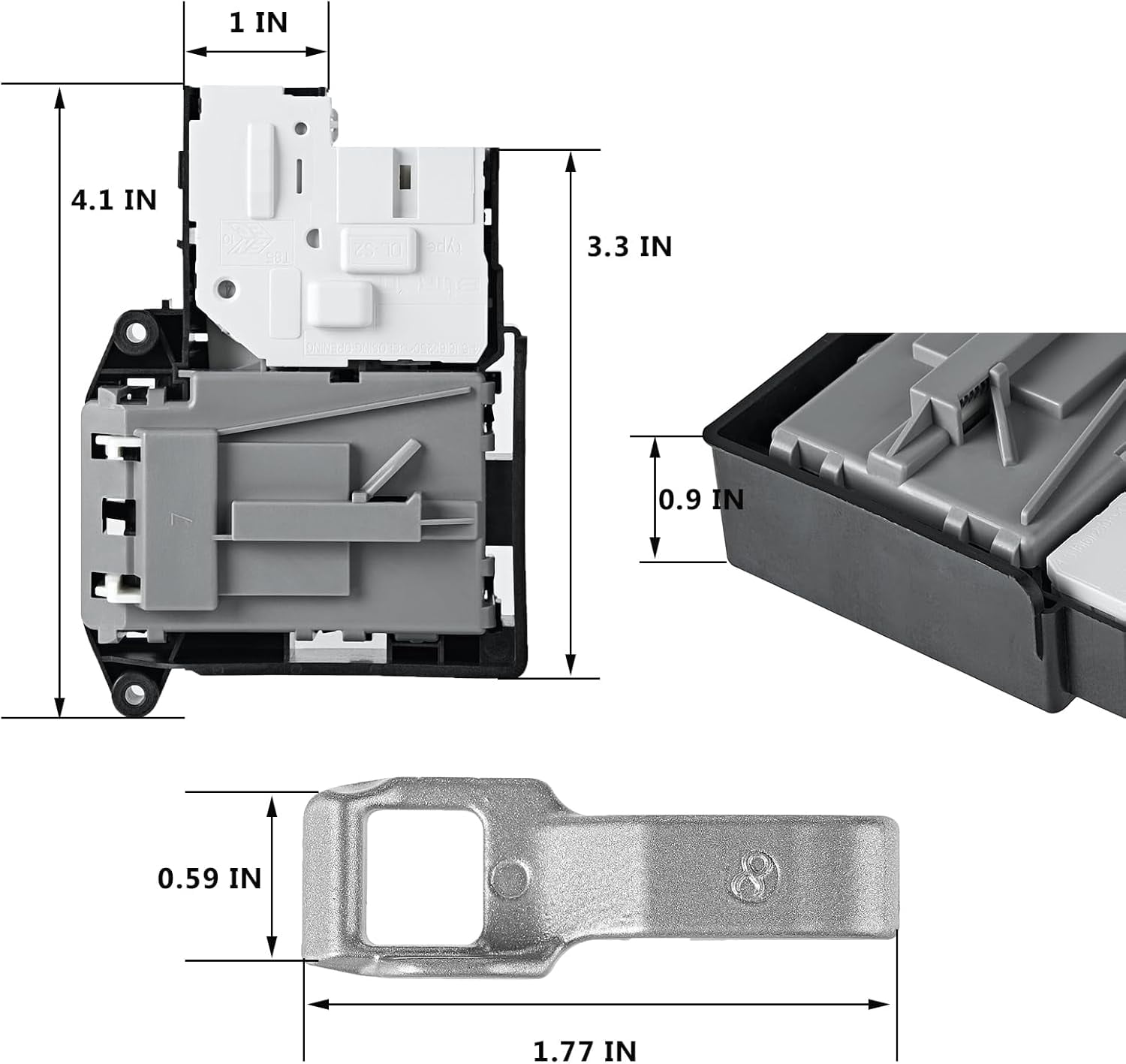 EBF61315802 Washer Door Lock Switch & MFG63099101 Washer Door Lock Strike Assembly Compatible with LG Kenmore Washing Machine Door Switch (2 PACKS)