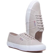 Superga 2750 EFGLU Womens Lace Up Leather Sneakers In Grey Size 6.5