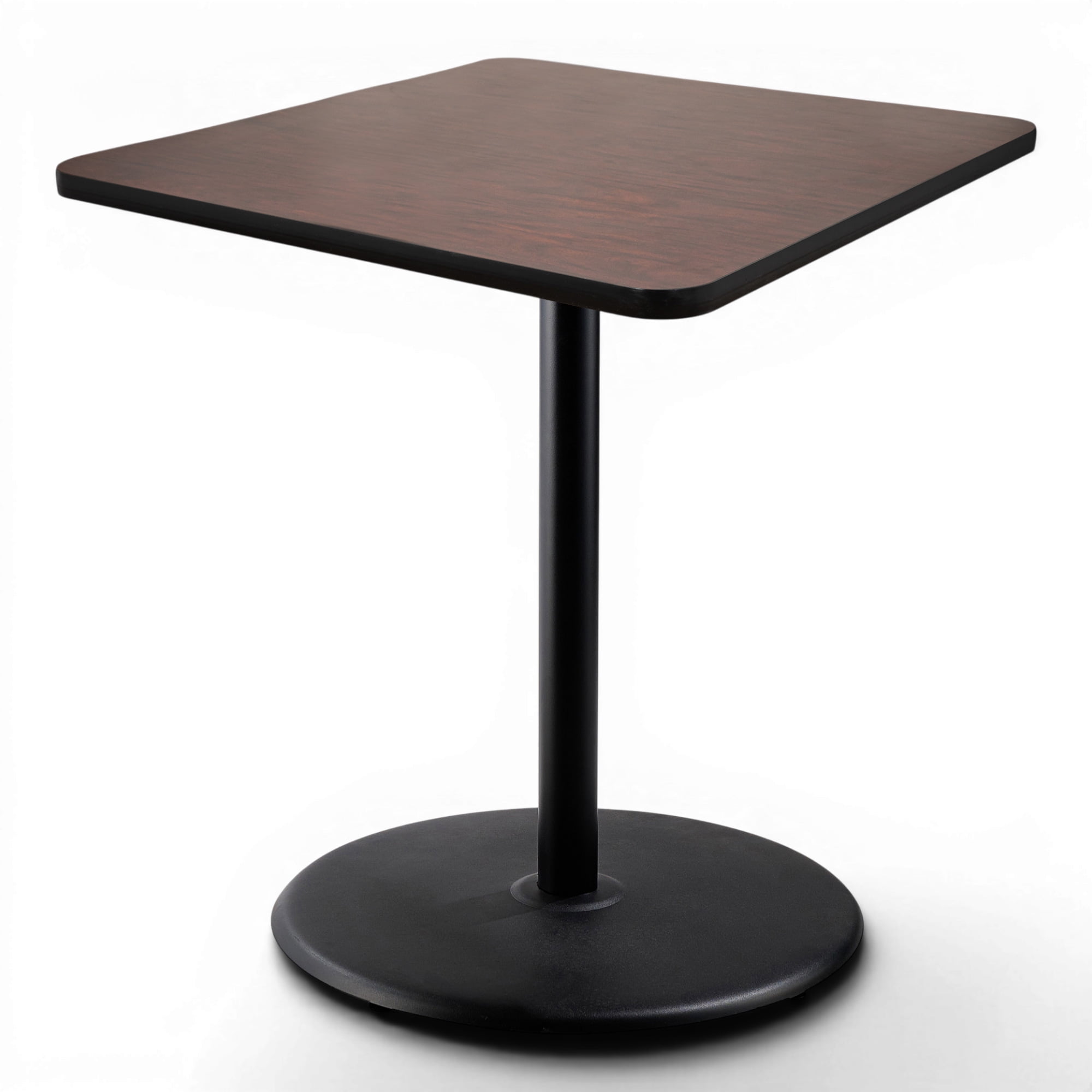 Hampden Furnishings Bennet Collection Steel Frame 36" Square Top, Round Base, 42" Height, Cafe Table, Black Frame/Mahogany Top