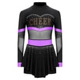 thumbnail image 7 of Aislor Kids Girls Cheer Leader Costume Halloween Cheerleading Uniform Dress with Pom Poms Stocking Hair Tie Purple A 6, 7 of 7