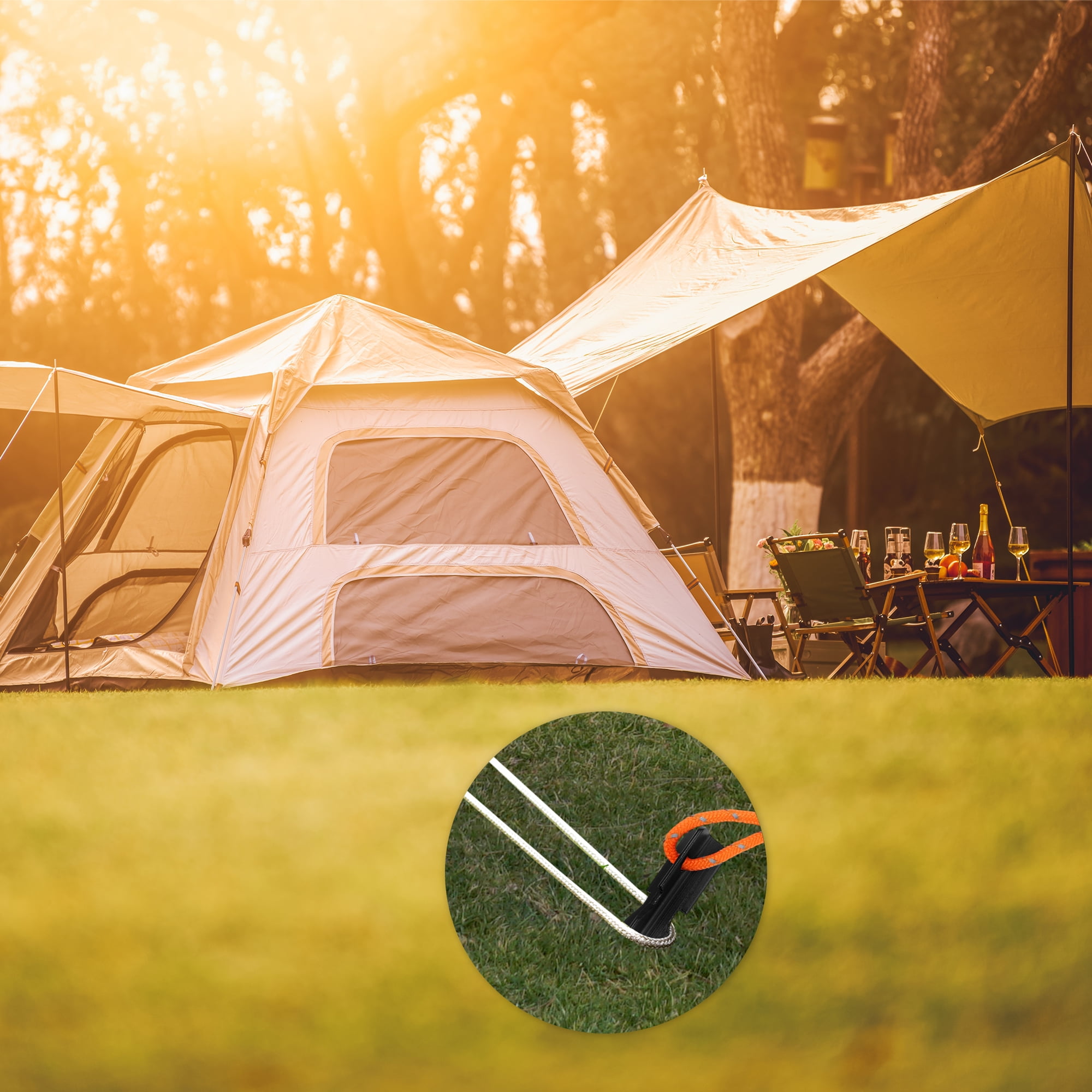 Unique Bargains 1 Set Reusable 10xNails 1xBag 1xPlastic Hammer 1xNail Puller Tent Pegs for Camping Black Aluminum Alloy Polyester Bag Plastic PP Steel