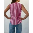 thumbnail image 3 of xiaxaixu Women's Striped Tank Tops Loose Round Neck Front Tie Up Ruffled Sleeveless Blouse for Summer, 3 of 5