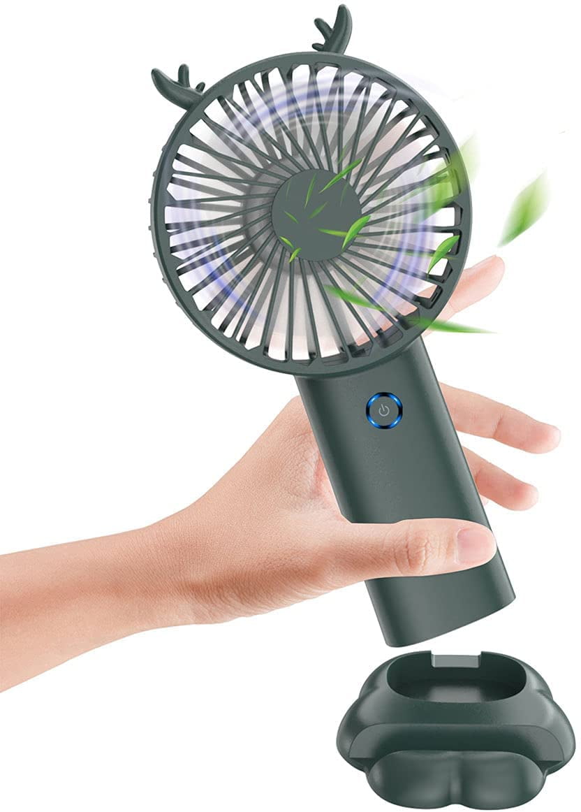 Color : Green Portable USB Mini Fan Chargeable Outdoor Office Handheld Fan