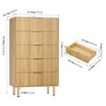 thumbnail image 2 of Commode à 5 Tiroirs pour Chambre, Commode Cannelée avec Poignée, Commodes Modernes en Bois pour Garde-Robe, Organisateur de Rangement pour Meubles de Chambre pour Salon, Couloir, 2 of 7