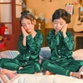 thumbnail image 4 of Generic 2 Pieces Silk Satin for Girls Pajamas Set Button-Down Long Sleeve Girls Pajamas with Pockets, 4 of 6