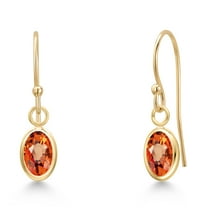 Gem Stone King 14K Yellow Gold Orange Sapphire Earrings for Women | 1.10 Cttw | Gemstone September Birthstone | Oval 6X4MM