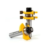 Yonico 15423 4-Piece Tongue & Groove Router Bit Set – 1/2” Shank, Carbide Tipped For Flooring