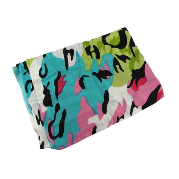 Splashes of Spring Colors Acrylic Leopard Print Neck / Face Scarf 70 in. X 26 in.