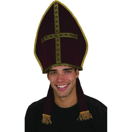 Bishop Hat Pope Cardinal Mitre Clergy Costume Deep Red Hat Catholic Adult