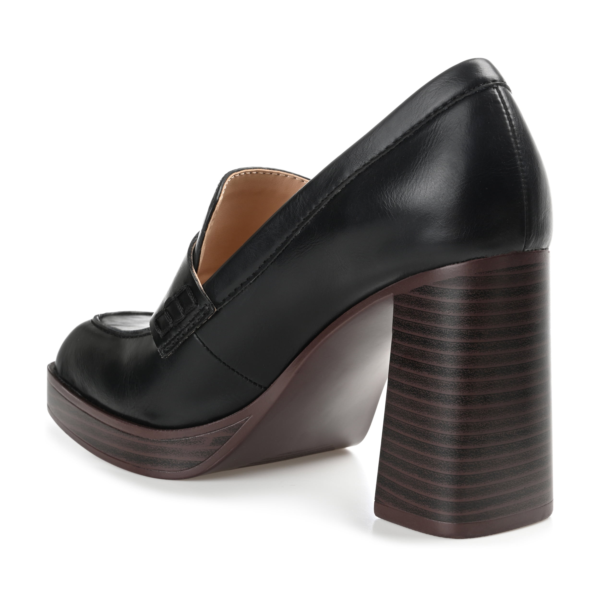 Journee Womens Ezzey Loafer Mid Stacked Heel Square Toe Pumps, Widths Available