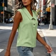 thumbnail image 5 of VBVC Women's Sleeveless Peter Pan Collar Shirt, Ladies' Breathable Button Down Tank Top, Casual Solid Color V-Neck Blouse For Women,Green,S-3XL, 5 of 7