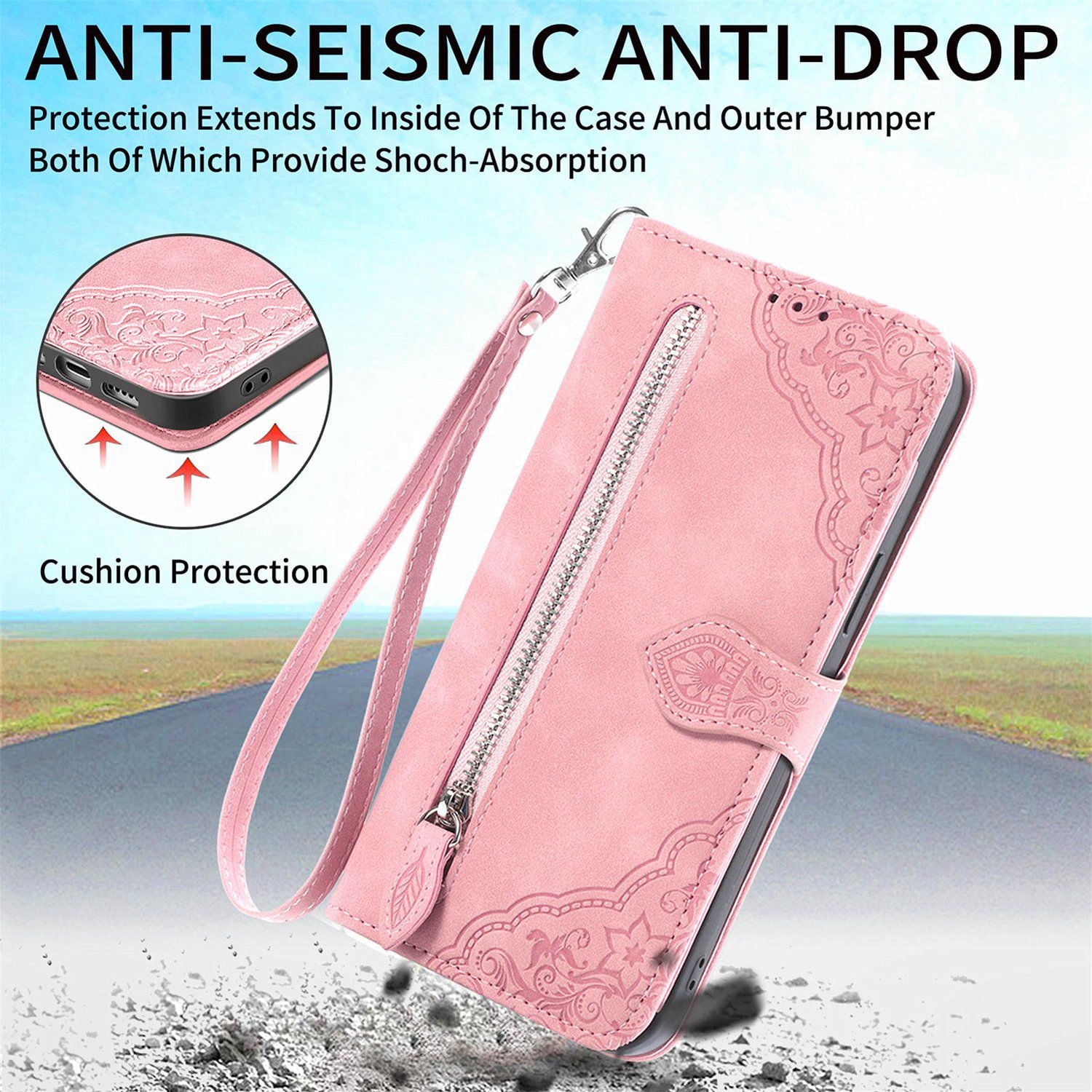 ETFAST Wallet Multi Card Slot Flip Zipper Leather Case For OPPO Reno 11Pro 11F Reno 10 Pro Plus Reno 9 Pro Plus 8Pro 8Lite 8T Reno 7 Pro 6 Pro Plus Reno 5 5A 5F 5Lite 5Z Phone case