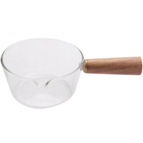 Glass Milk Pot with Wooden Handle 400Ml Cooking for Salad Noodles Gas Stove Cookware