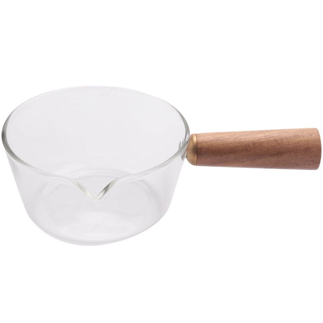 Vasija de Leche de Vidrio con Manejar de Madera 400Ml Olla para Ensalada Fideos Estufa de Gas Utensilios de Cocina
