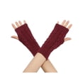 thumbnail image 1 of Guantes de punto sin dedos de longitud de muñeca para mujer Inspire Chic, tamaño único, color rojo vino, otoño-invierno, 1 of 6