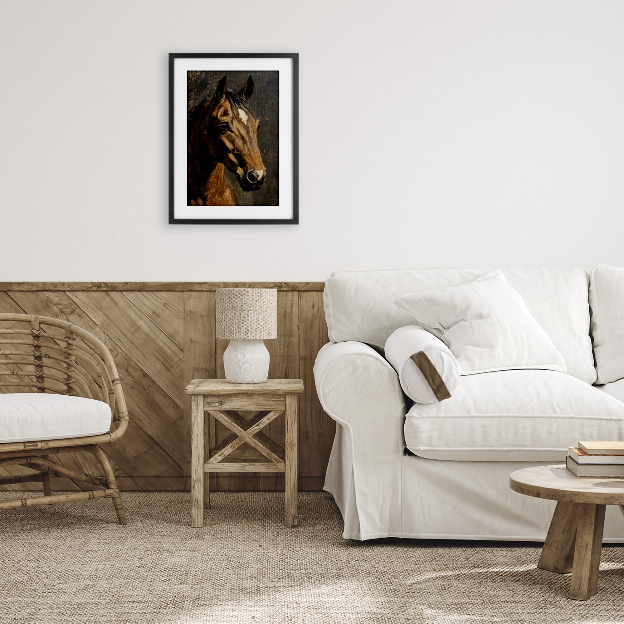 Stupell Industries Horse Portrait Study Black Framed Print Under Glass, design by Petal Prints Design