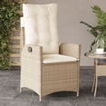 thumbnail image 1 of vidaXL Reclining Garden Chair with Cushions Beige Poly Rattan, 1 of 5