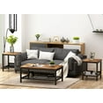 thumbnail image 2 of Lamerge 3 Pieces Living Room Table Set, Industrial Coffee Table with 2 Square End Side Tables, Coffee Table Set with Metal Frame for Apartment Home Office, Rustic Brown, 2 of 5