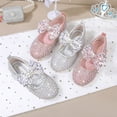 thumbnail image 5 of Cathalem Girls Low Heels Sandals Wedding Party Open Toe Glitter High Heels,Pink 29, 5 of 5