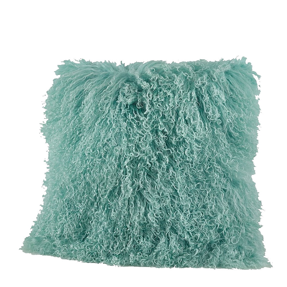 Mint green fur pillow sales