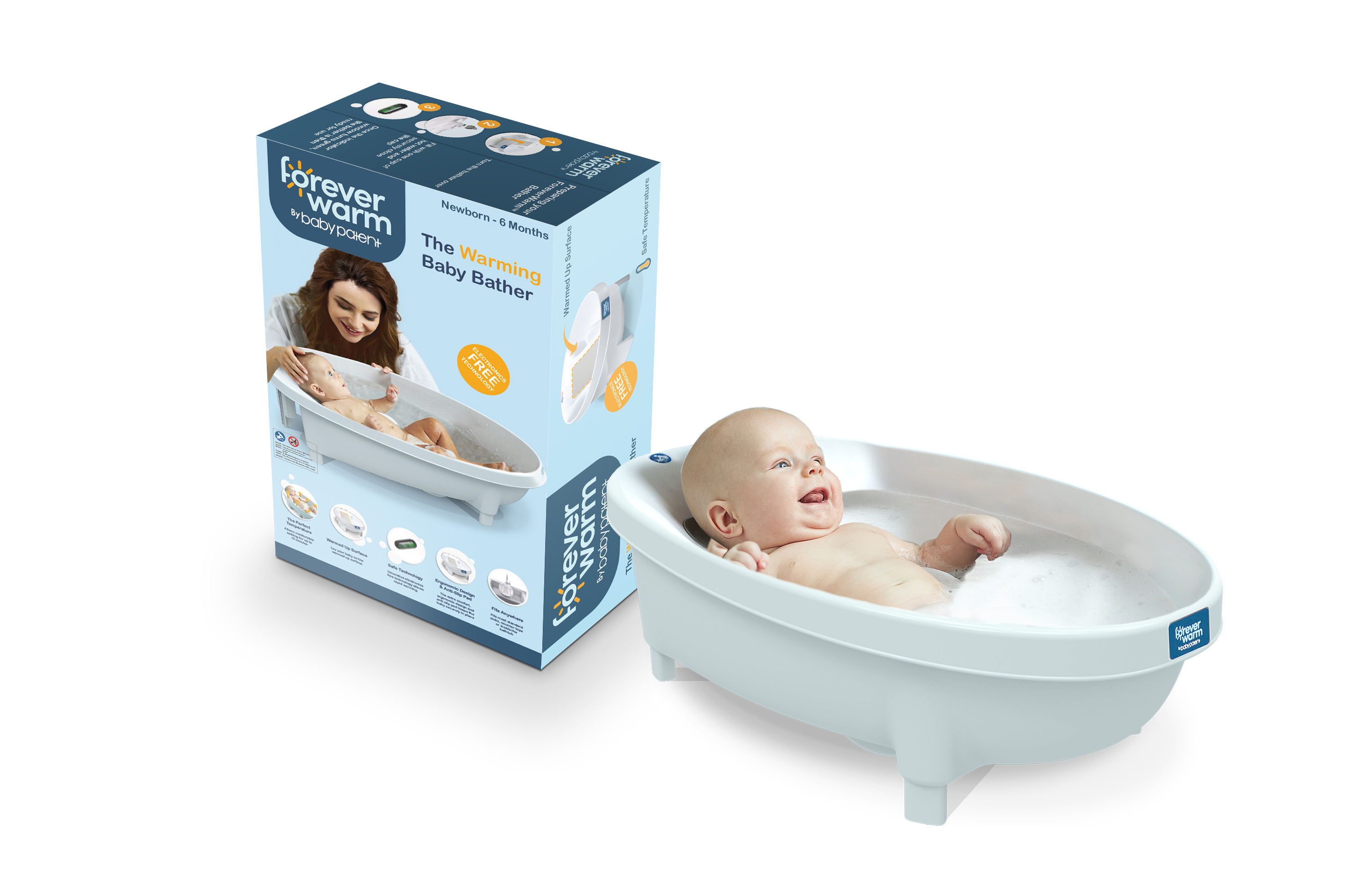 Baby Patent Forever Warm Baby Tub, White photo 6
