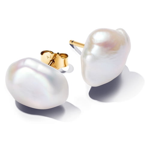 Pandora Baroque Freshwater Cultured Pearl Stud Earrings With 14k Gold Plating