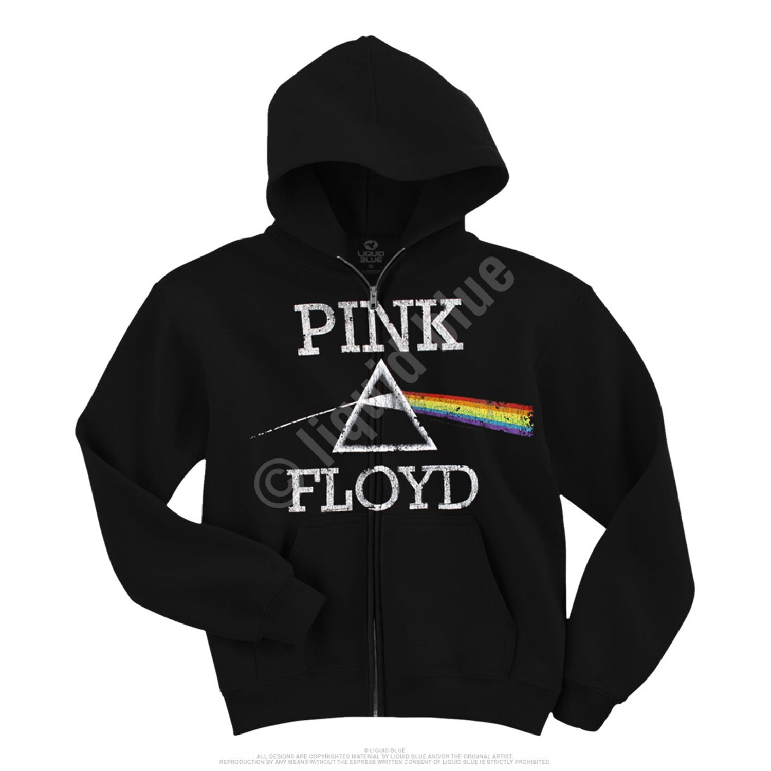 Pink Floyd Men's Dark Side Classic Zippered Hooded Sweatshirt Medium Black