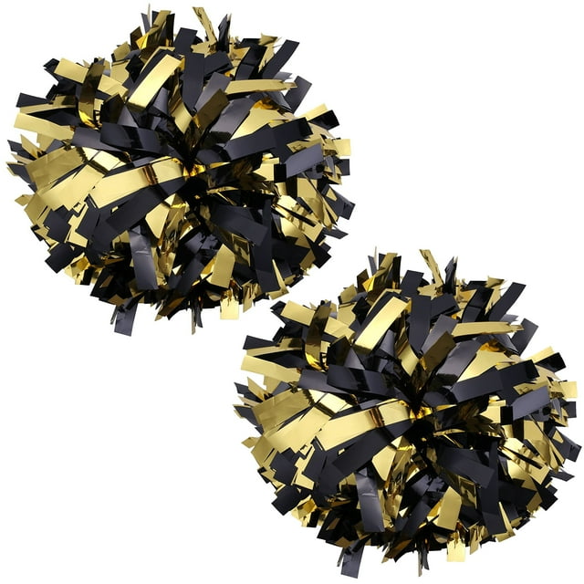 Metallic Cheer Pom Poms Cheerleading Cheerleader Gear 2 Pieces One Pair Pomsgoldblack 4569