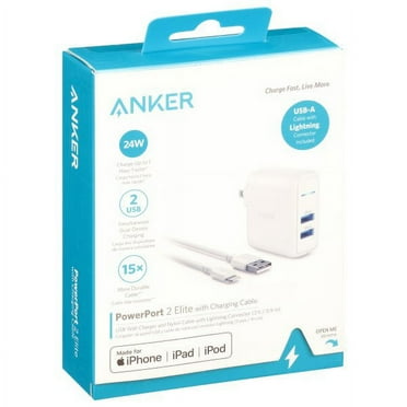 Anker 2-Port Power 24W Wall Charger To USB-A Cable