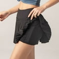 thumbnail image 5 of Previn Women's Elastic Waist Athletic Skort High Waisted Running Scooter Pleated Fashion Tennis Cool Scooter Skirt Black 8, 5 of 5