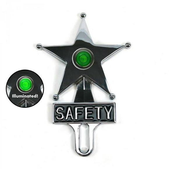 Vintage Parts USA 701965 Hot Rod Jewel Safety Star Chromed License Plate Topper Green LED Illumination